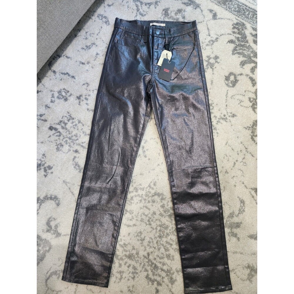 NWT LEVI'S 724 Women’s High Waist Str8 Leg Dk Gray Shine Till Dawn Jeans 27x32”
